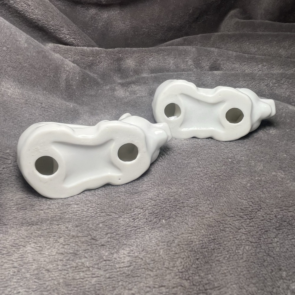 Set of 2 White Ceramic Pig Napkin Rings Farmhouse Animal Table Decor Vintage - Picture 5 of 5